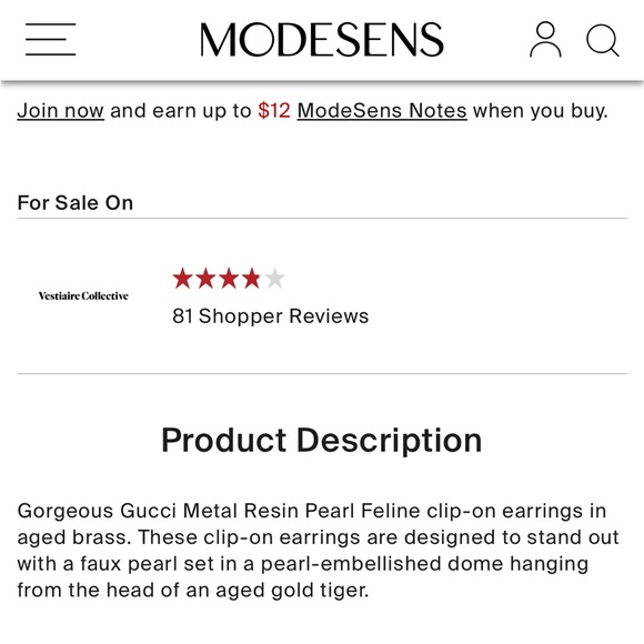 GUCCI Tiger Earrings Gold Plated Rhinestone Black Clip-on - Picture 3 of 4